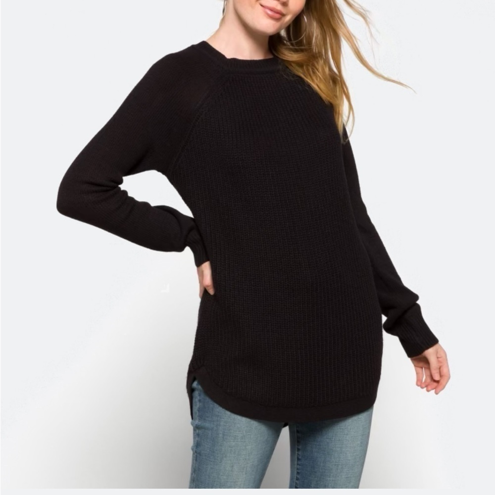 RD Style - Women's Rowca Cotton Blend Crew Neck Sweater.  Black. Size XXL.